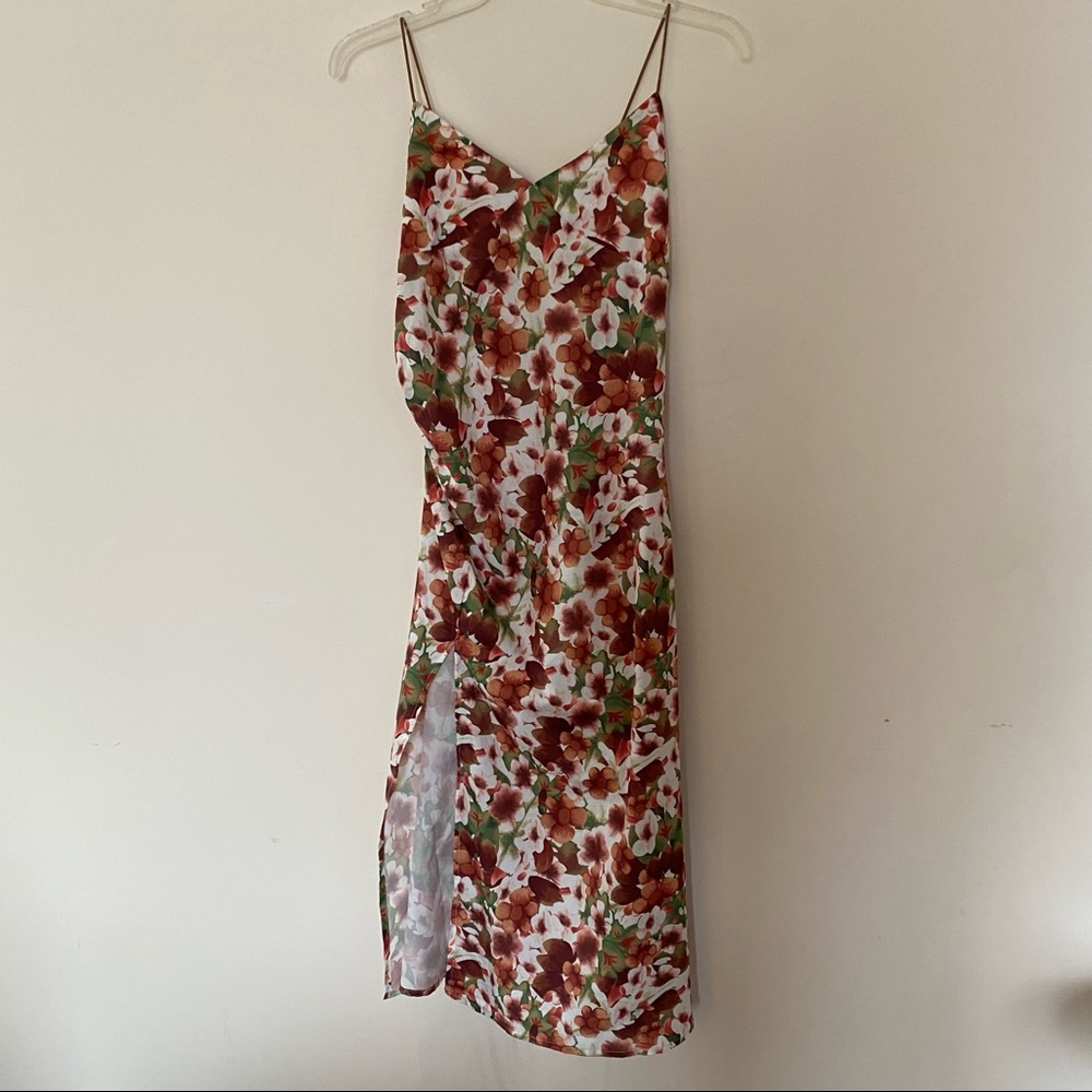 Summer midi floral spaghetti strap dress